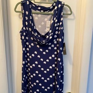 NY&Co Knit Navy Polkadot Dress Size L